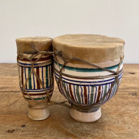 Vintage Moroccan Small Ceramic Drum Set - Picture 2 of 10